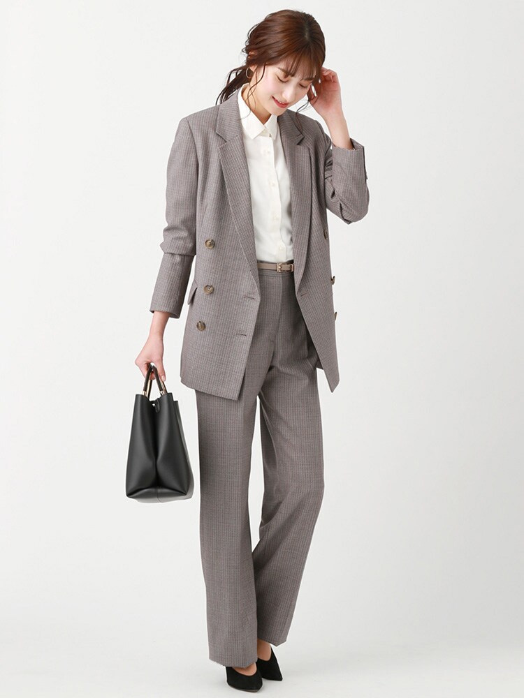 ウォッシャブル ミックスハウンドトゥース柄セミワイドパンツ T9328p2 Fr The Suit Company White The Suit Company ザ スーツカンパニー ユニバーサルランゲージ公式通販 The Suit Company Universal Language Online Shop