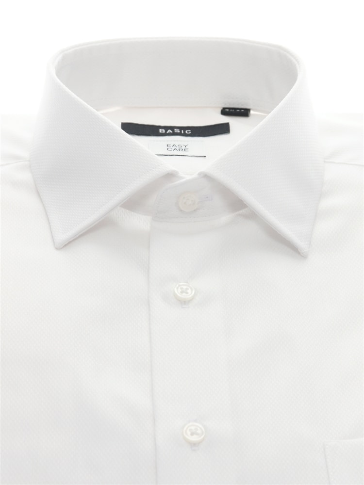 ワイシャツ／長袖／形態安定／再生繊維／ワイドカラー／織柄／BASIC／ドレスシャツ1 ワイシャツ 長袖