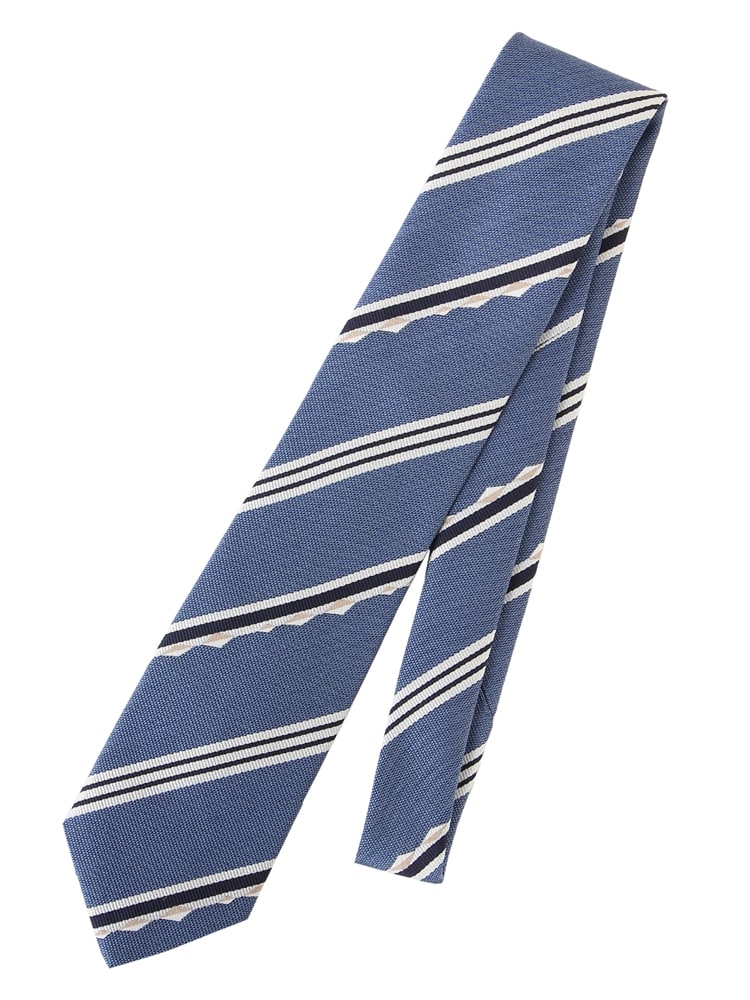 ネクタイ／JAPAN MADE／シルク／ストライプ×織柄0 織柄 ブルー