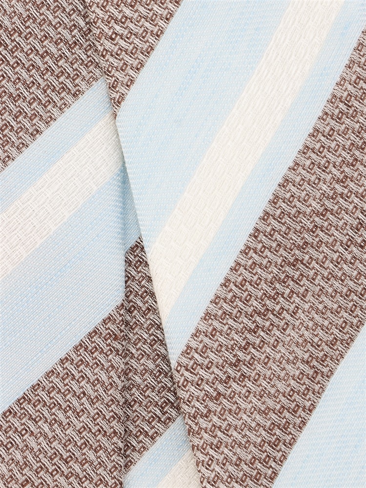 ネクタイ／Fabric by ITALY／リネンシルクコットン／ストライプ×織柄2 コットン リネン