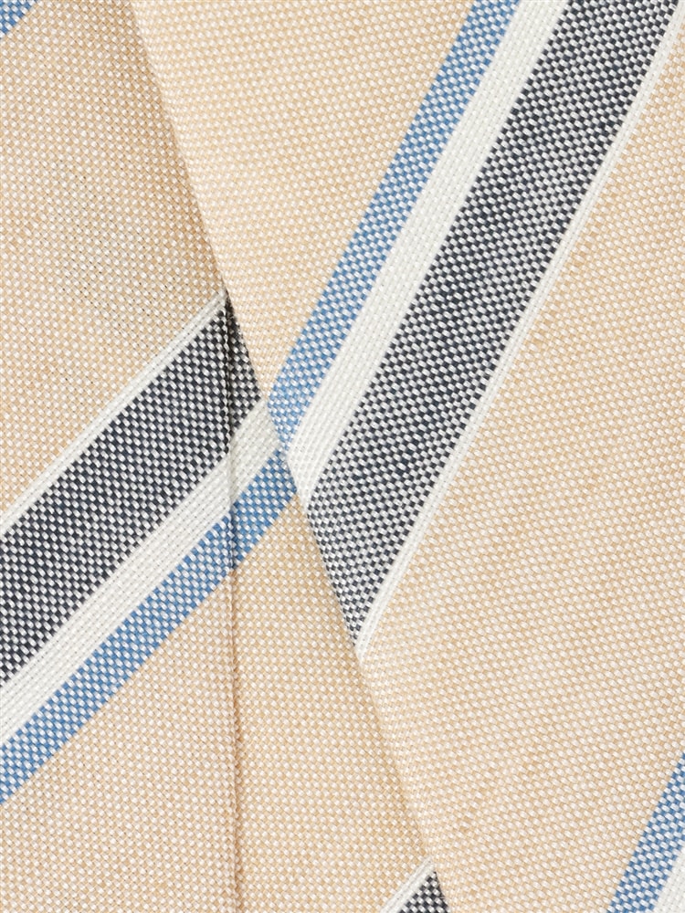 ネクタイ／Fabric by ITALY／リネンシルクコットン／ストライプ×織柄2 リネン ベージュ