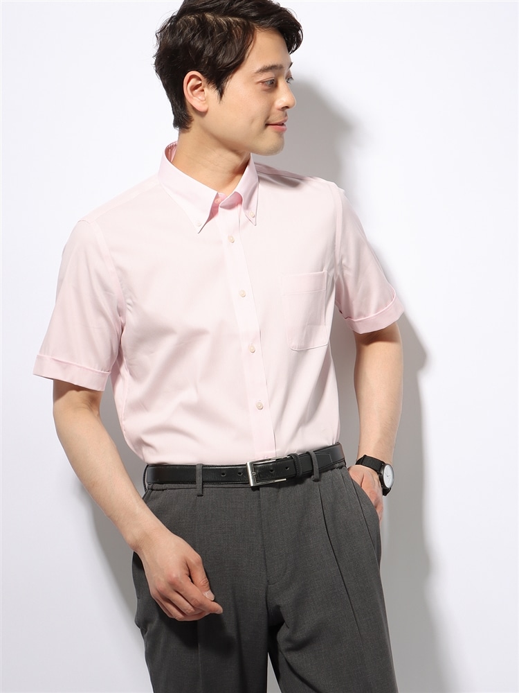 ワイシャツ／半袖／形態安定／COOL MAX／ボタンダウンカラー／ストライプ／FIT／ドレスシャツ (IF3CM011H-FB)