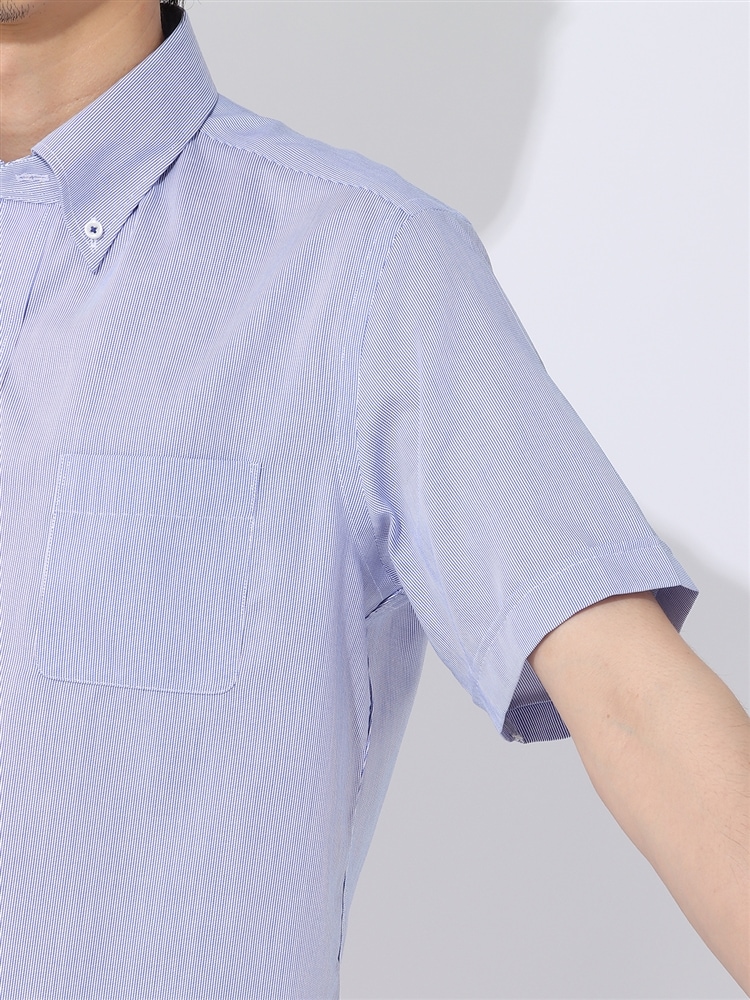 ワイシャツ／半袖／形態安定／COOL MAX／ボタンダウンカラー／BASIC／ドレスシャツ5 ストレッチ ワイシャツ