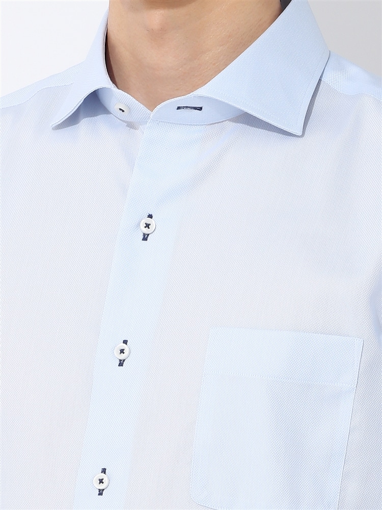 ワイシャツ／半袖／形態安定／COOL MAX／ホリゾンタルカラー／織柄／FIT／ドレスシャツ4 ストレッチ タイト