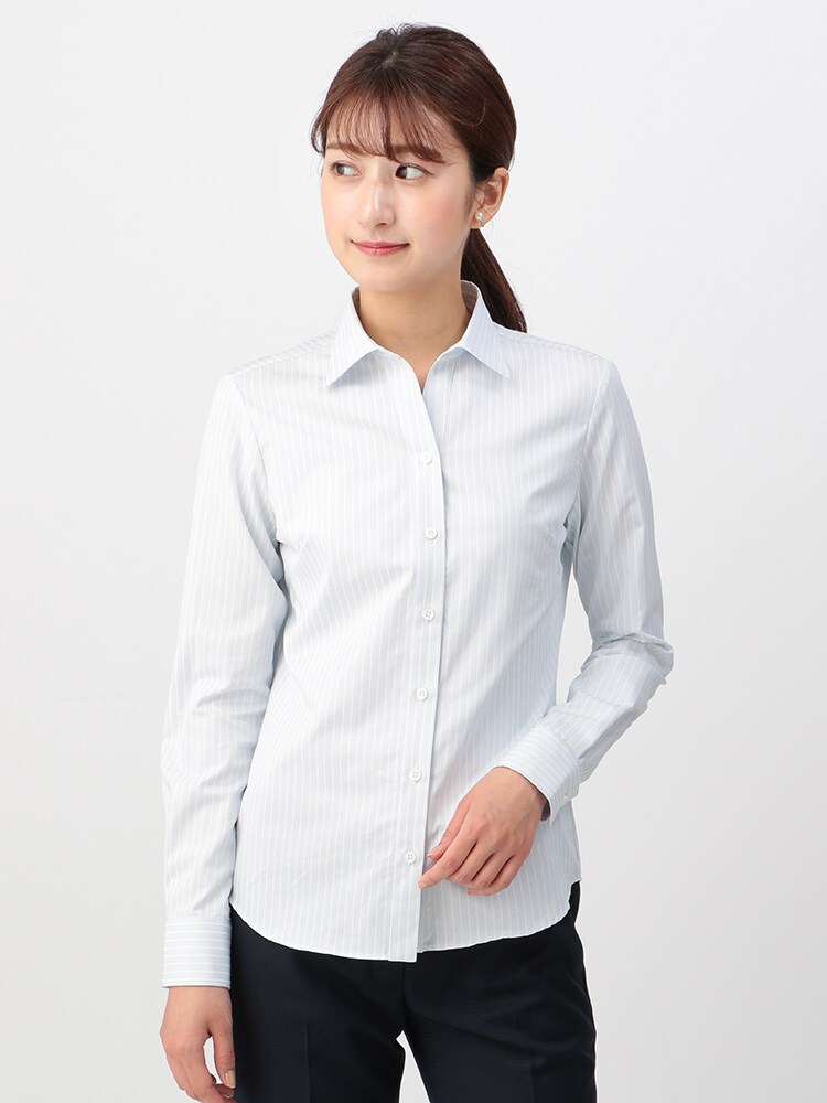 Easy Care Blouse スキッパーカラー ストライプ ef 3 The Suit Company White The Suit Company ザ スーツカンパニー ユニバーサルランゲージ公式通販 The Suit Company Universal Language Online Shop