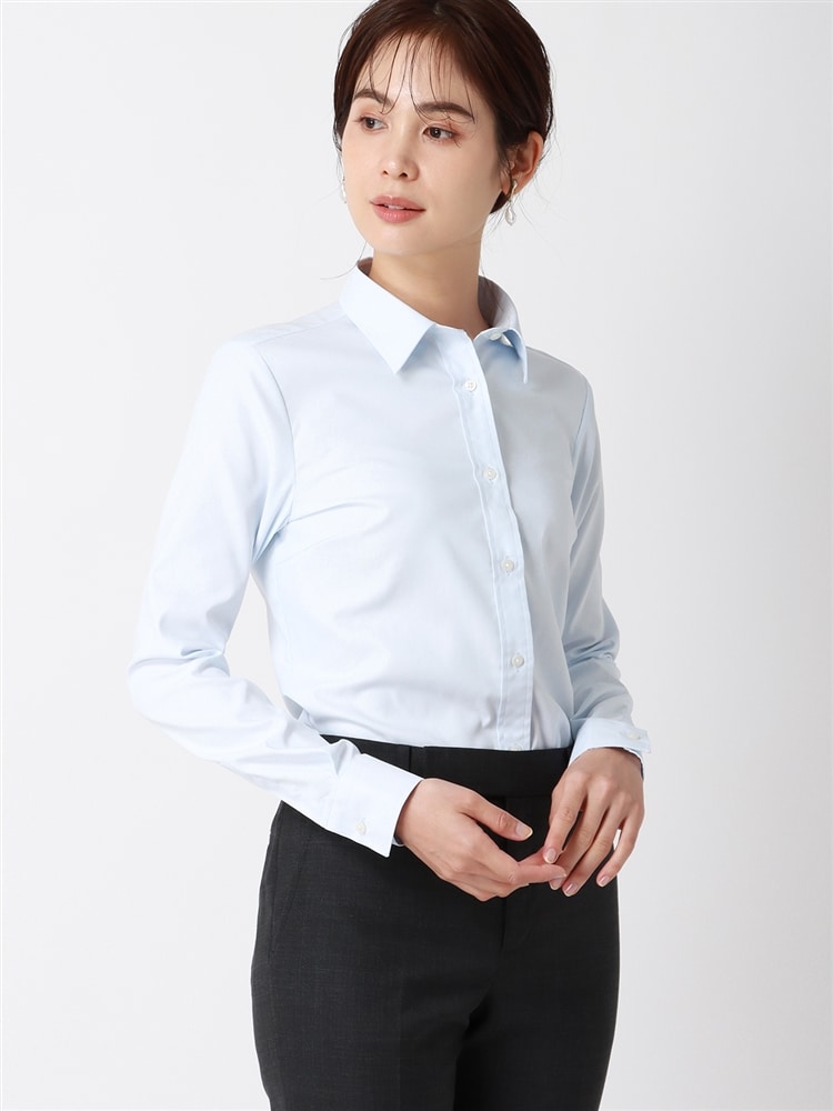 WEB限定／レギュラーカラーシャツ／長袖／Easy Care Stretch Blouse／織柄0 イージーケア ストレッチ