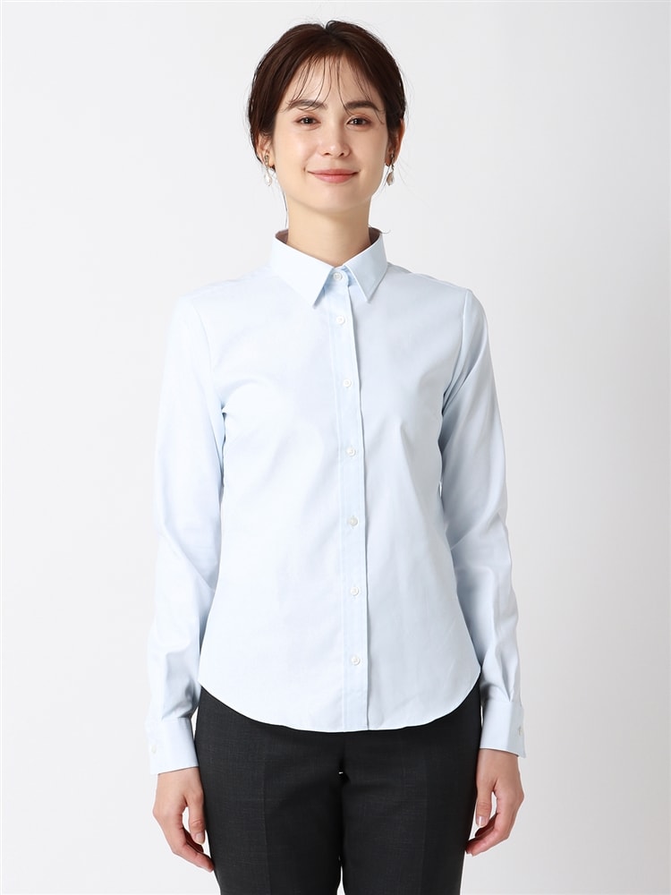 WEB限定／レギュラーカラーシャツ／長袖／Easy Care Stretch Blouse／織柄1 ストレッチ 長袖