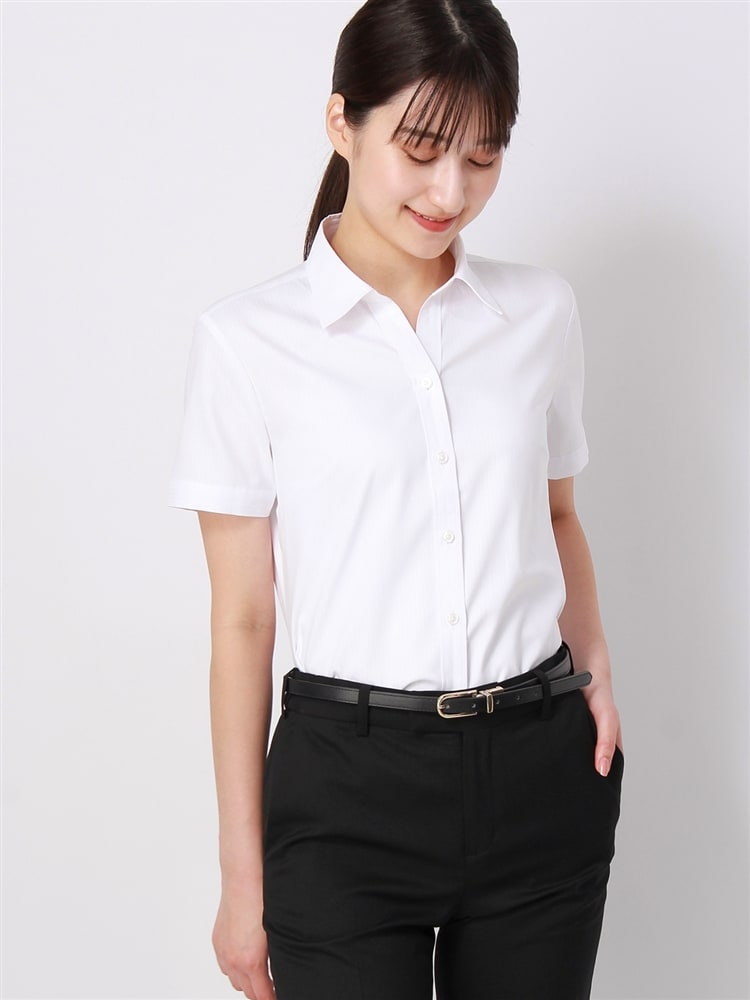 スキッパーカラーシャツ／半袖／Easy Care Stretch Blouse／destyle