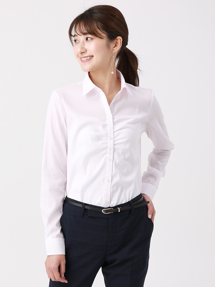 Easy Care Stretch Blouse スキッパー シャーリングフロント Ff1ff 3 The Suit Company White The Suit Company ザ スーツカンパニー ユニバーサルランゲージ公式通販 The Suit Company Universal Language Online Shop