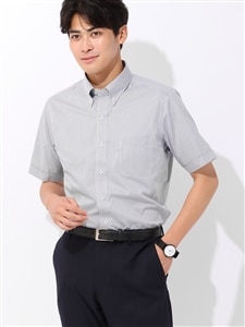 ワイシャツ／半袖／形態安定／COOL MAX／ボタンダウンカラー／チェック／FIT／ドレスシャツ