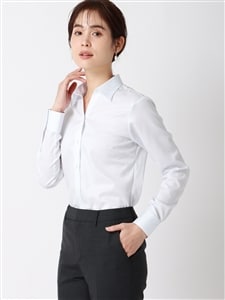 スキッパーカラーシャツ／長袖／NON IRON MAX／ピンストライプ／Blouse